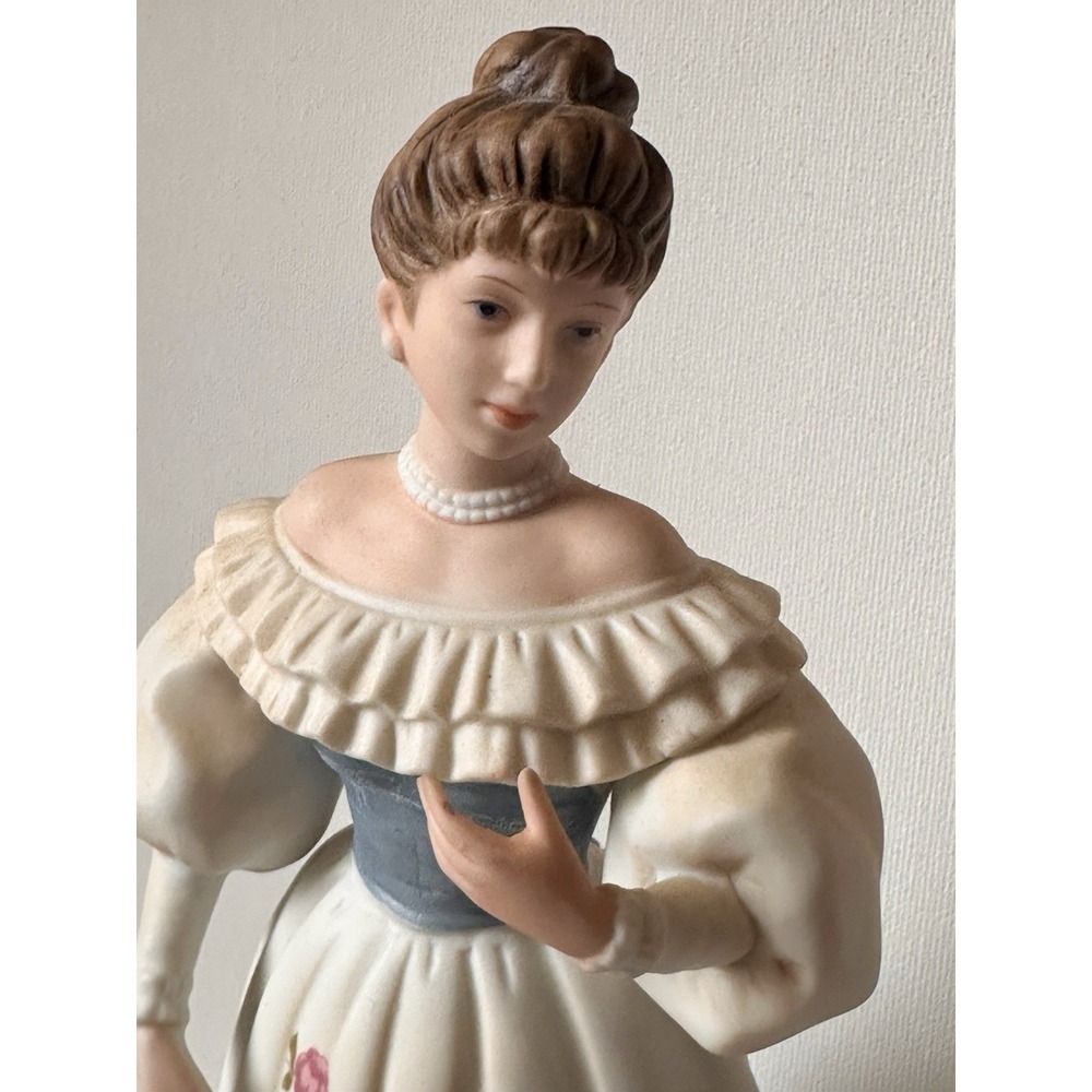 Homco Victorian Lady Porcelain Figurine Feather Bell Collectible Vintage #1463